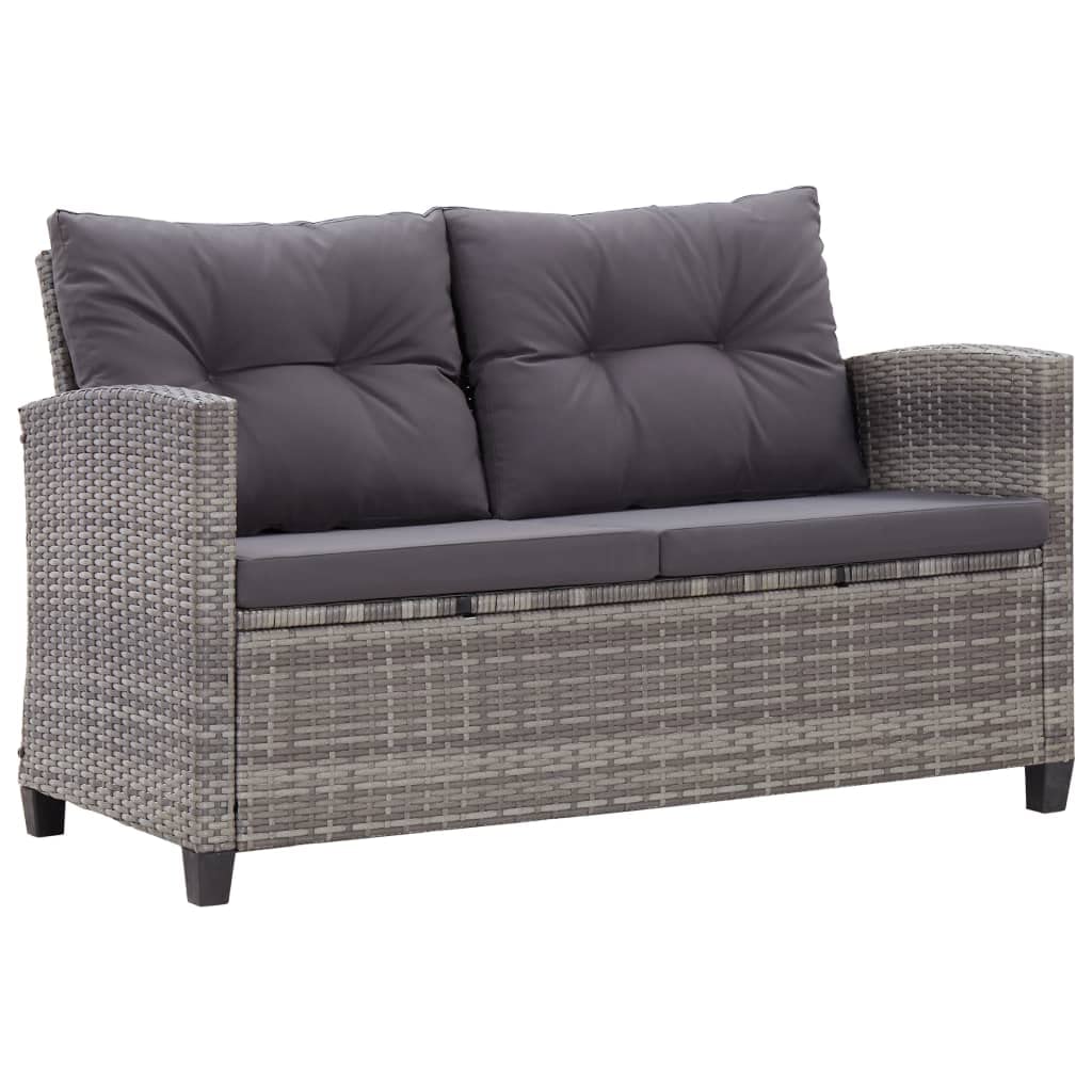 2-Seater Patio Sofa with Cushions - Outdoor Garden Furniture for Balcony, Backyard & Lounge - Gray Poly Rattan Sofa Chair - Perfect for Relaxing, Entertaining & Sunbathing