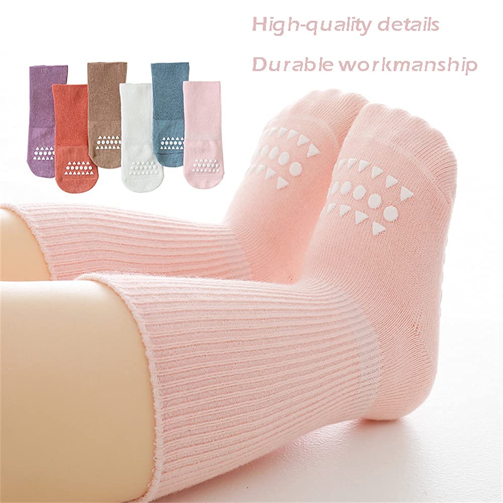 3 Pairs Non-Slip Baby Knee High Socks for Newborns & Toddlers - Soft Anti-Skid Crawling Socks with Grippers - Perfect for First Steps, Playtime & Photo Shoots