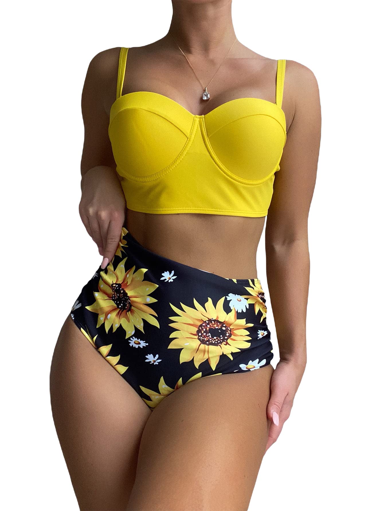 SOLY HUX Women's 2-Piece Underwire High Waist Bikini for Beach & Pool