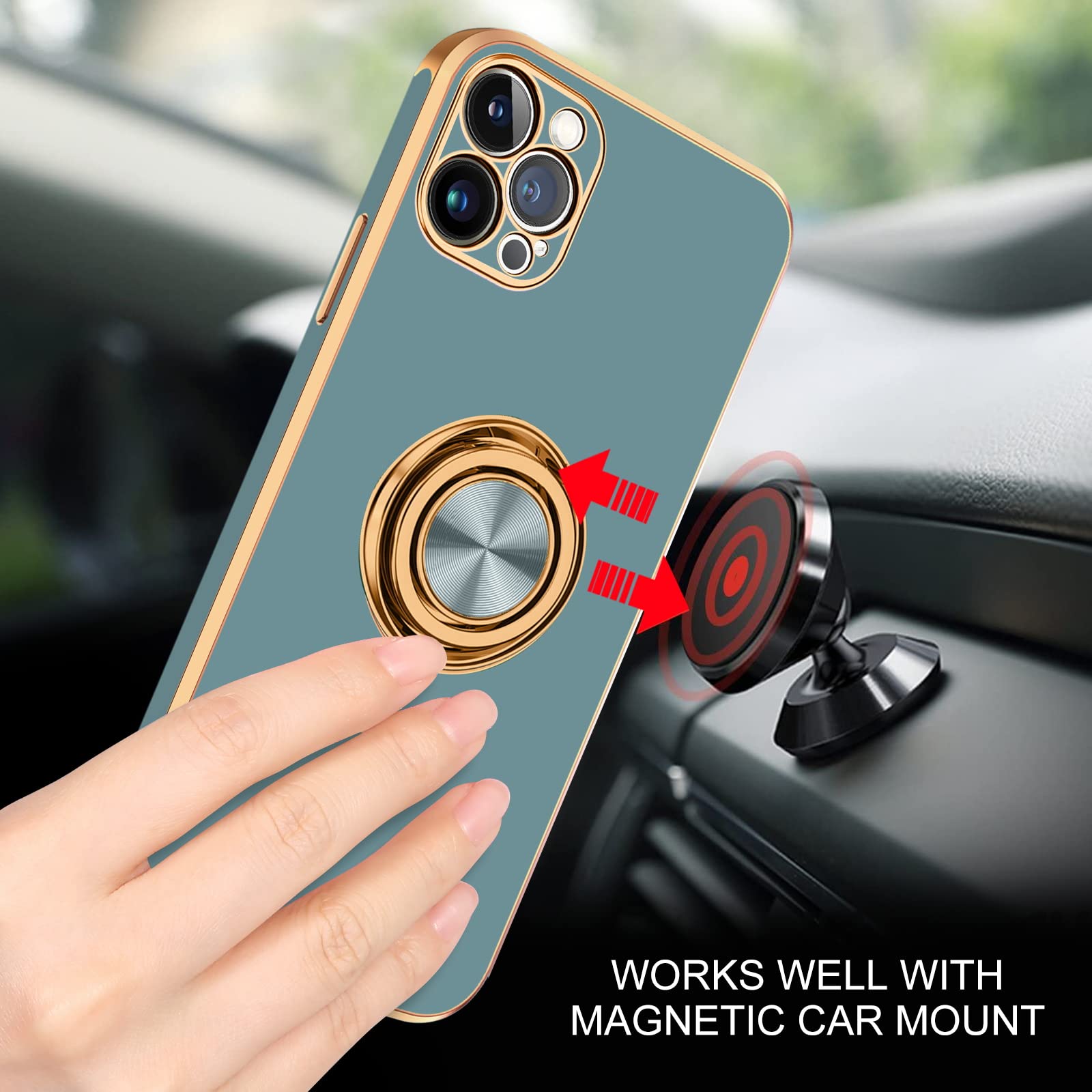 BENTOBEN iPhone 13 Pro Case with 360° Ring Holder & Magnetic Car Mount - Protective Phone Cover for iPhone 13 Pro 5G 6.1 inch (Gray) - Perfect for Work, Travel & Daily Use