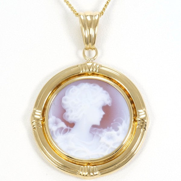 18K Yellow Gold Stone Cameo Necklace - Vintage Elegant Jewelry for Women - Perfect Gift for Birthday, Anniversary & Special Occasions