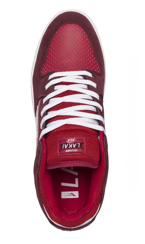 Lakai Telford Low Suede Men's Skate Shoes - Burgundy/Cardinal Suede - Comfortable & Durable for Skateboarding & Casual Wear