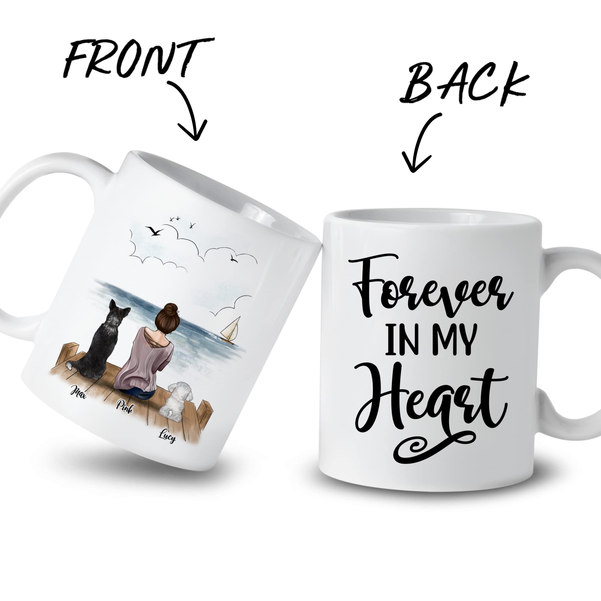 **Personalized Dog Mug - Custom Pet Lover Coffee Cup for Dog Moms & Dads - Engraved with 