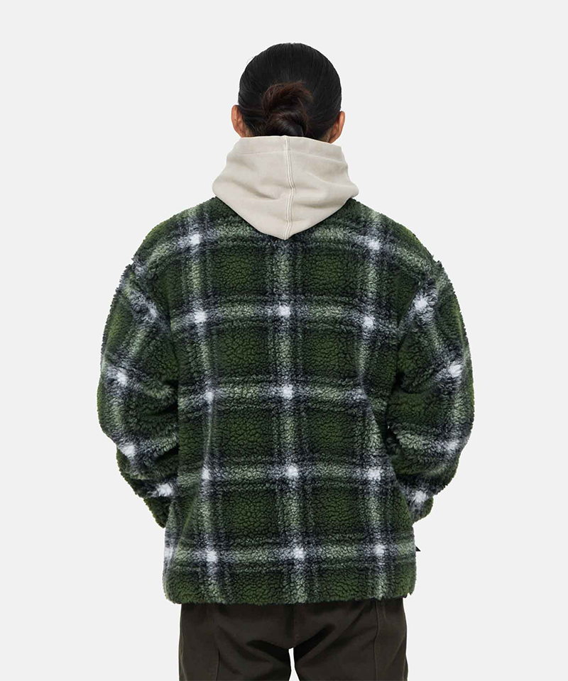 Stylish Shadow Plaid Sherpa Jacket for Men & Women - Warm Winter Fleece Lined Coat - Perfect for Outdoor Adventures, Casual Wear & Cold Weather Fashion