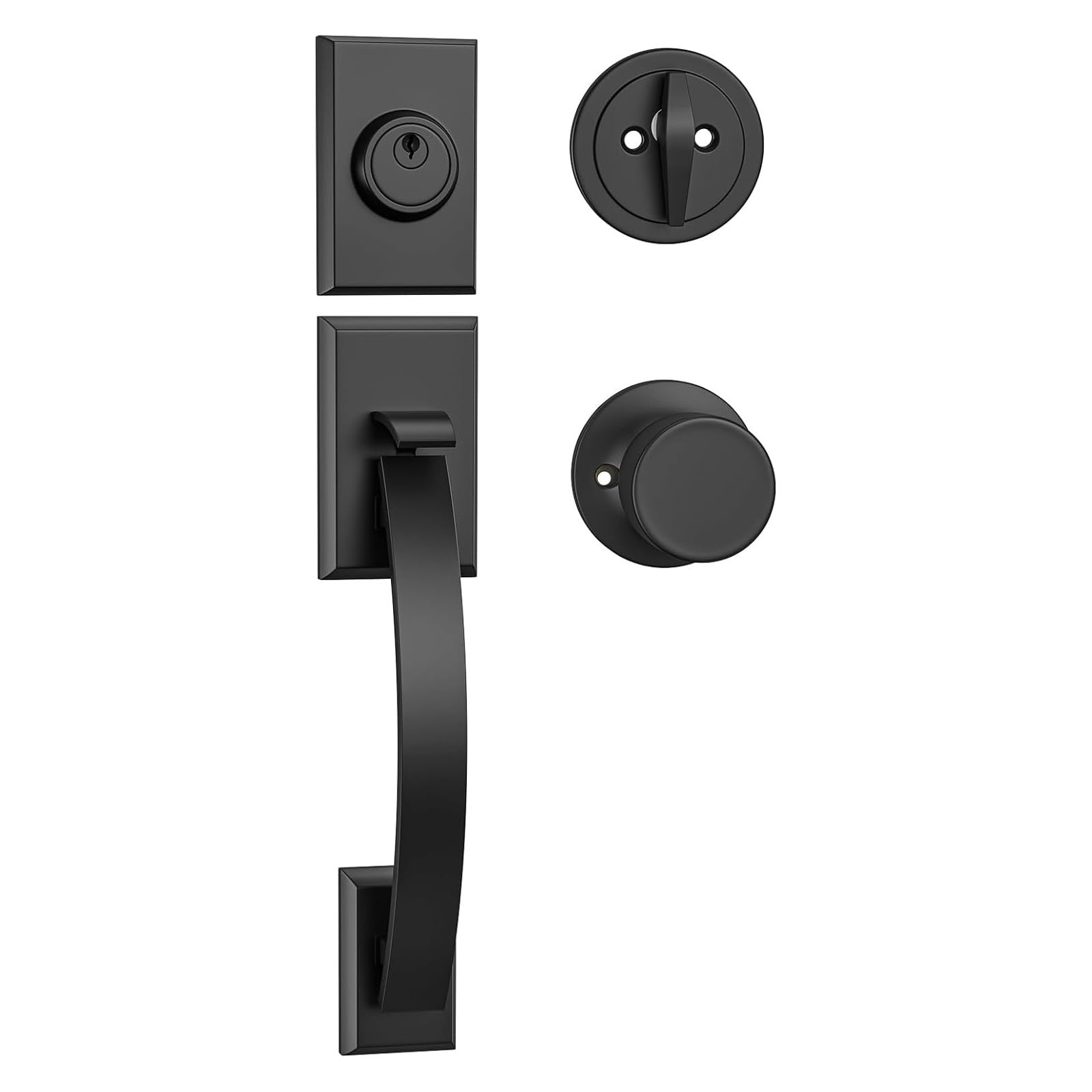 Matte Black Front Door Handle & Deadbolt Set - Reversible for All Doors - Secure Entry & Stylish Home Upgrade