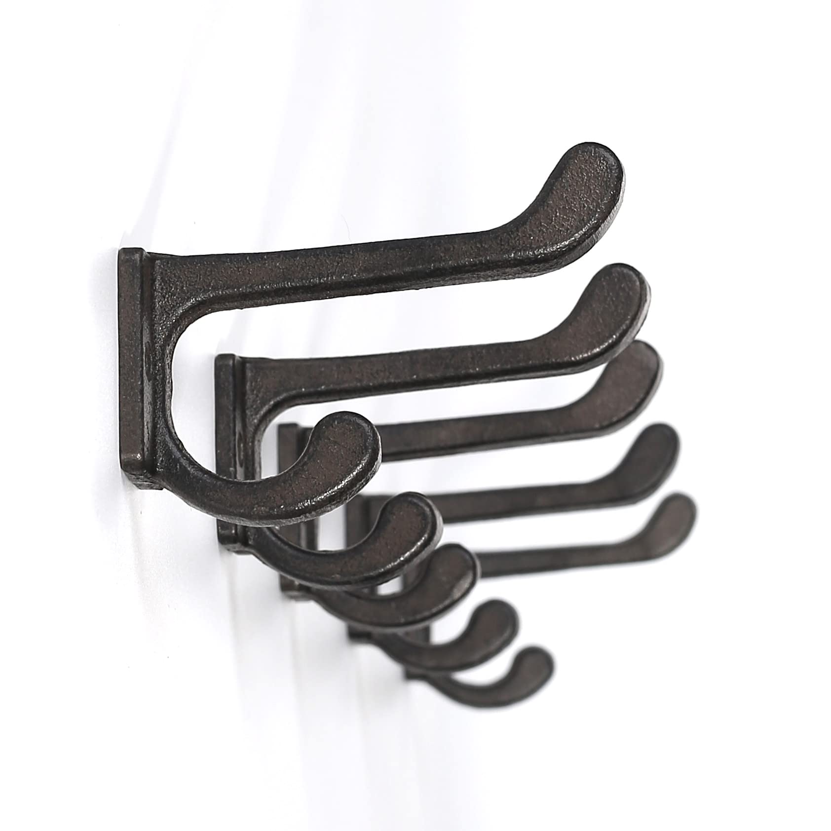 5 Pack Heavy Duty Cast Iron Wall Hooks - Vintage Antique Black for Coats & Hats