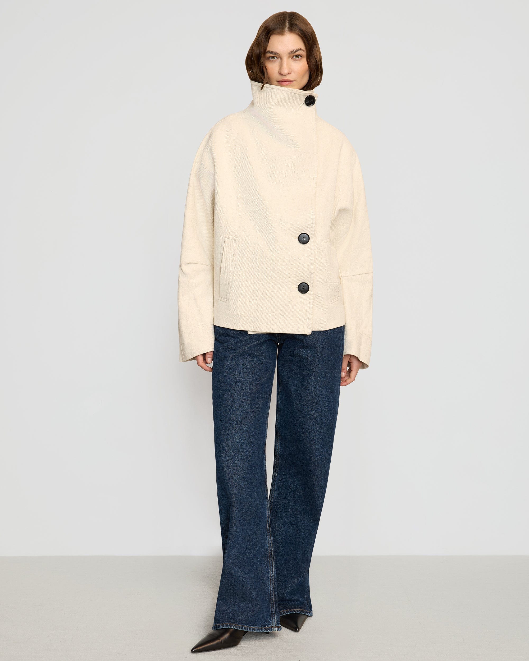 Pascia Collared Canvas Peacoat for Women - Classic Trench Coat with Belt - Perfect for Fall & Winter Fashion, Office Wear and Outdoor Activities