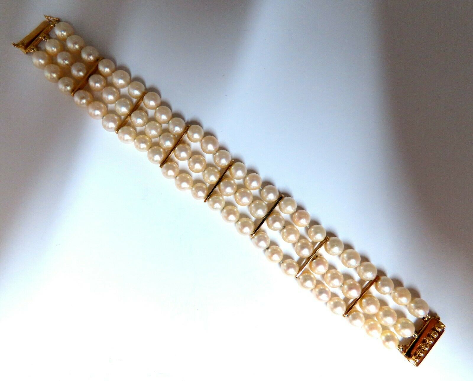 6.5mm Akoya Pearl Beaded Bracelet in 14K Gold - Elegant Jewelry for Women, Perfect for Weddings, Parties & Special Occasions