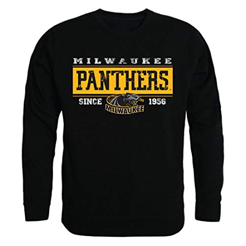 UW University of Wisconsin Milwaukee Panthers Established Crewneck Pullover Sweatshirt - Black | Comfortable College Apparel for Game Day & Campus Life