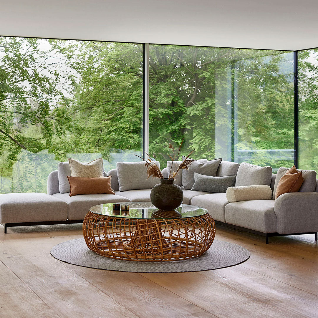 Foersom & Hiort Lorenzen MDD Aura Pouf Cane Line - Modern Boho Home Decor for Living Room, Bedroom, or Office