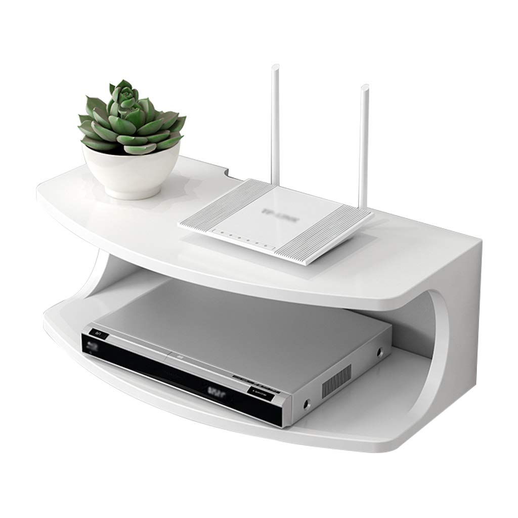 **Wall-Mounted Floating Shelf for TV Components - Heavy Duty Storage Rack for TV Boxes, Cable Boxes, DVD Players - White & Black Options - Perfect for Living Room, Bedroom & Home Theater Organization**