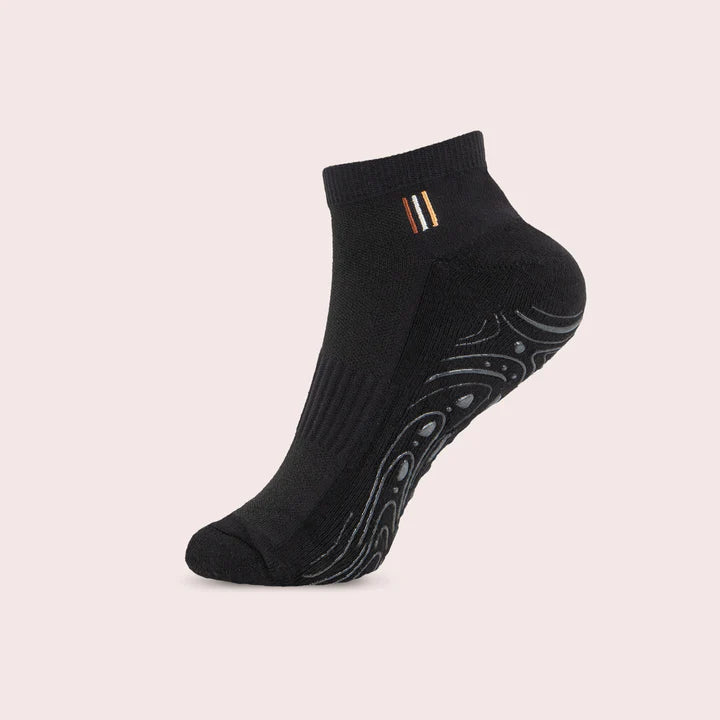 BAHE Non-Slip Ankle Socks for Women & Men - Breathable Athletic Socks with Grippy Sole for Running, Yoga, Workout - Anthracite Grey - Perfect for Sports, Gym & Daily Wear
