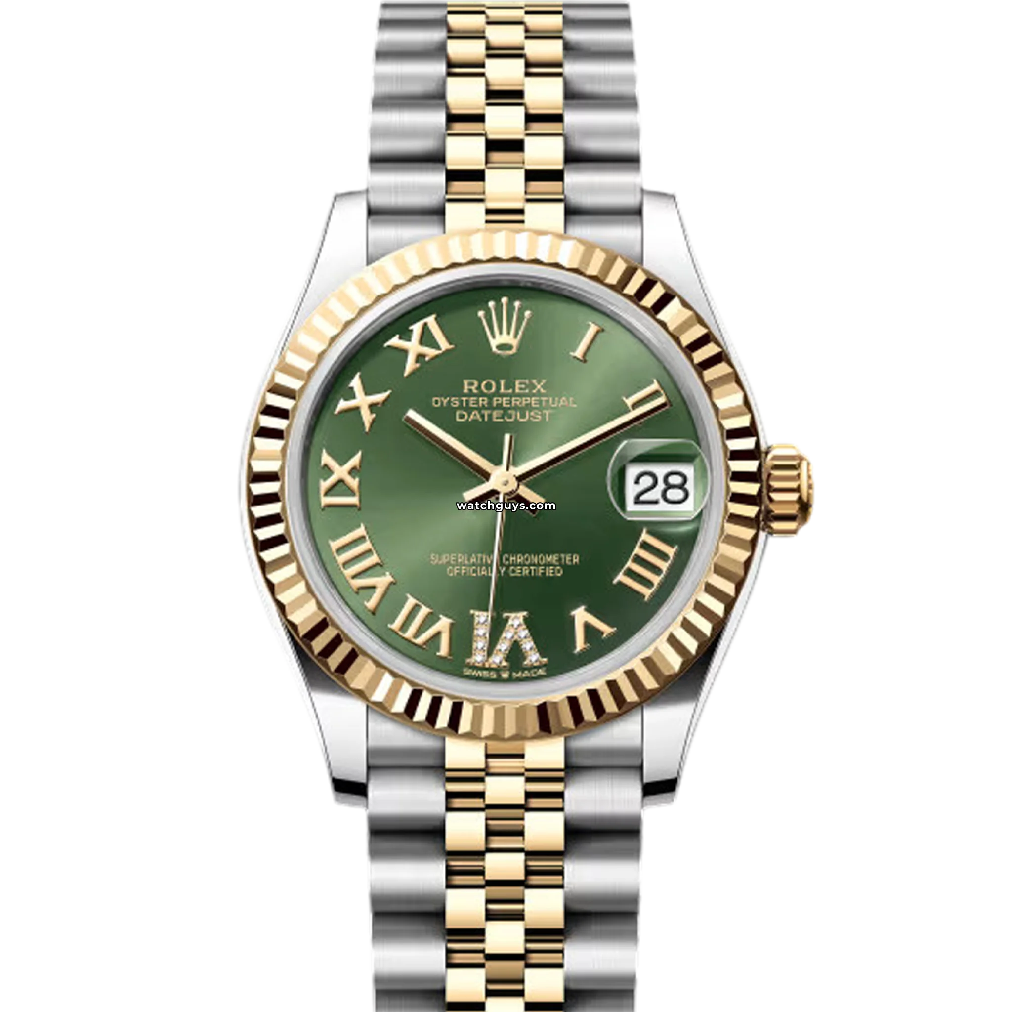 Rolex Datejust 278273 36mm Men's Watch - Green Roman Dial with Diamond Markers - Luxury Automatic Timepiece for Business, Gifting & Special Occasions