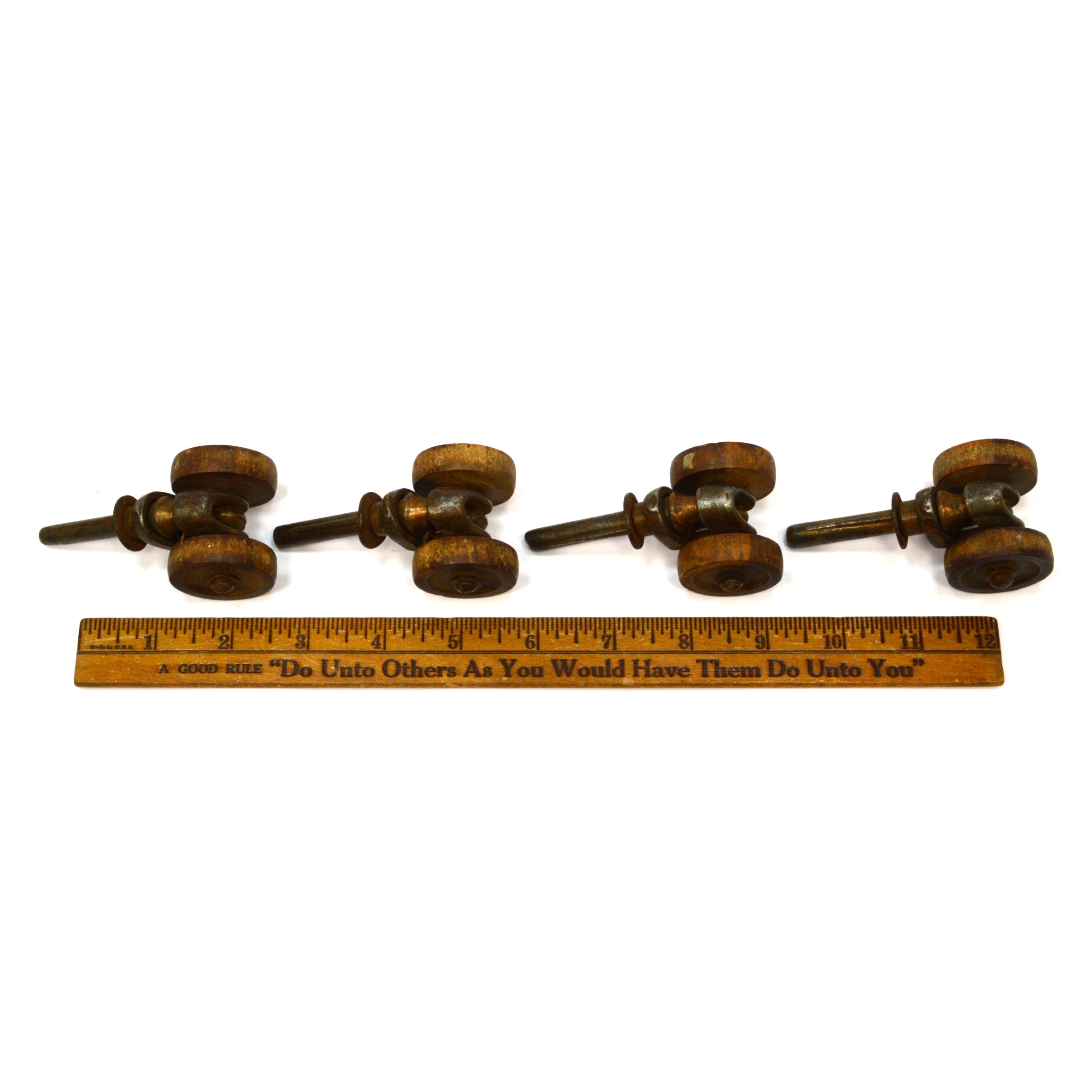 Vintage Antique Caster Wheels Set of 4 - 1 3/8