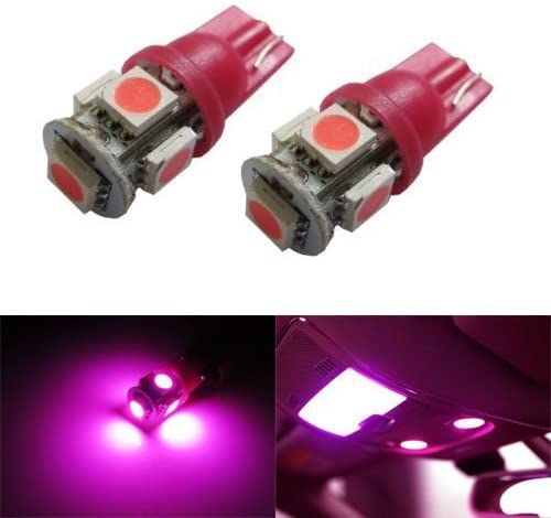 5 SMD 168 194 2825 T10 LED Car Interior Light Bulbs - Magenta Pink Color for Dome, Map, Trunk & License Plate Lights - Perfect for Car Interior Customization & Nighttime Visibility