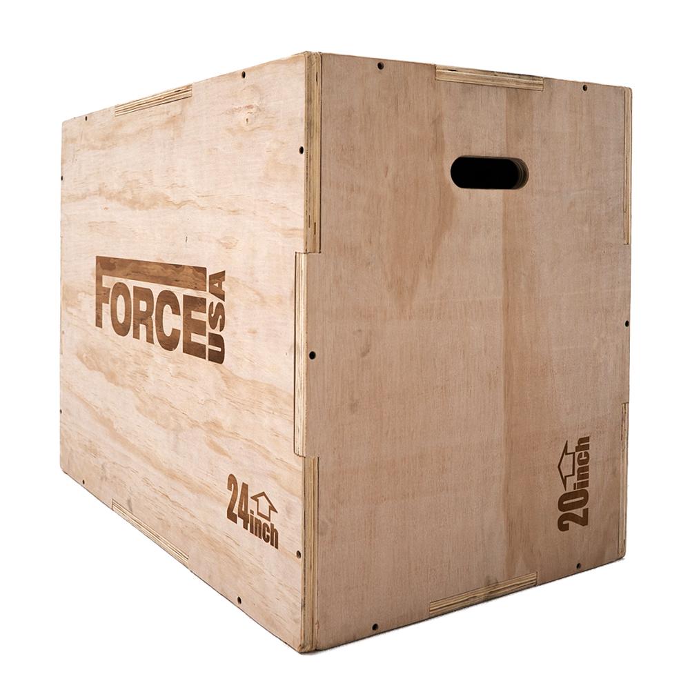 Force USA Wooden Plyo Box - Adjustable Jump Box for CrossFit, Plyometrics & Home Gym Workouts - Perfect for Strength Training & Cardio Exercises