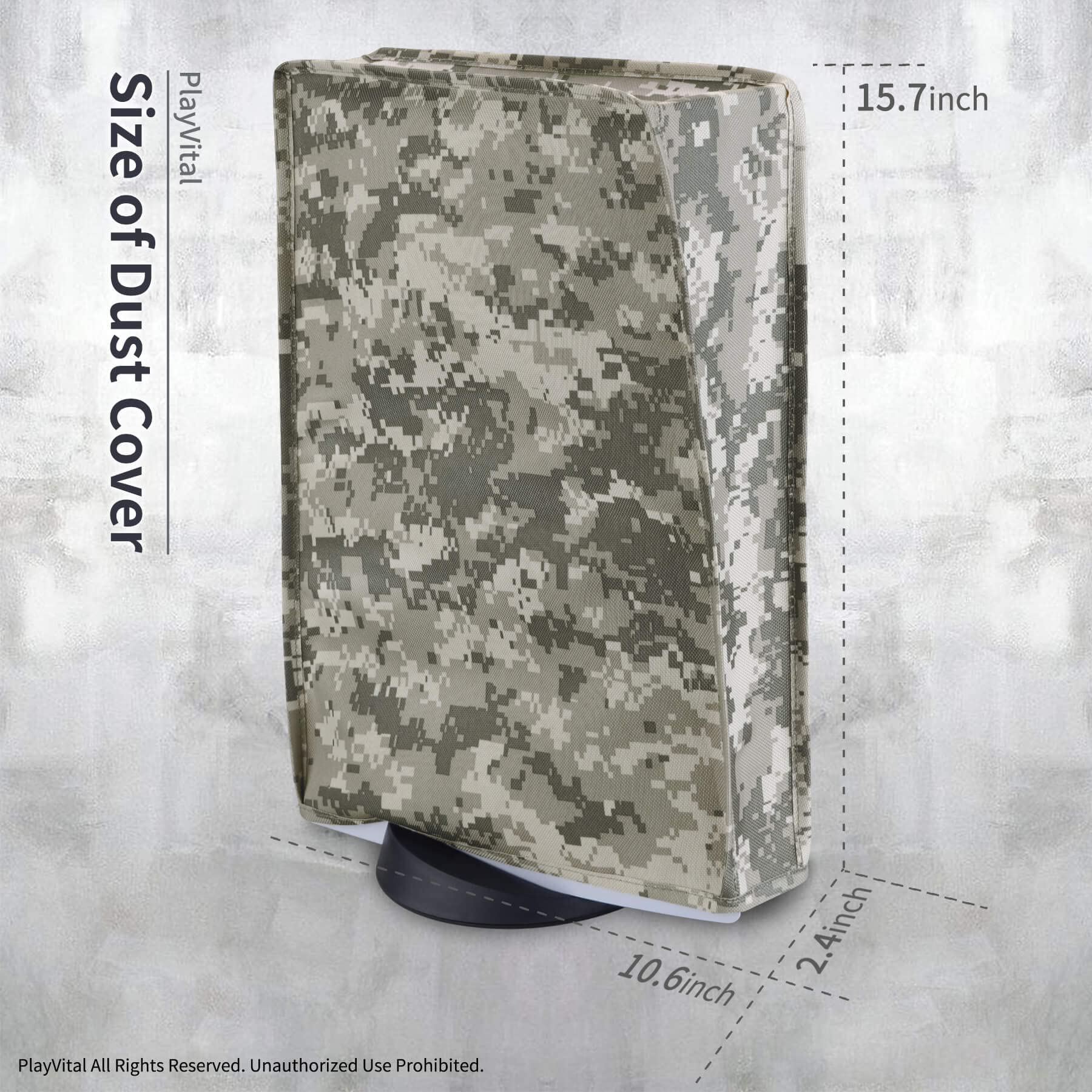 PlayVital Nylon Dust Cover for PS5 Console - Soft Lining, Anti-Scratch & Waterproof Protective Sleeve for PS5 Digital/Disc Edition (Digital Camouflage) - Perfect for Gaming Setup Protection & Travel Storage