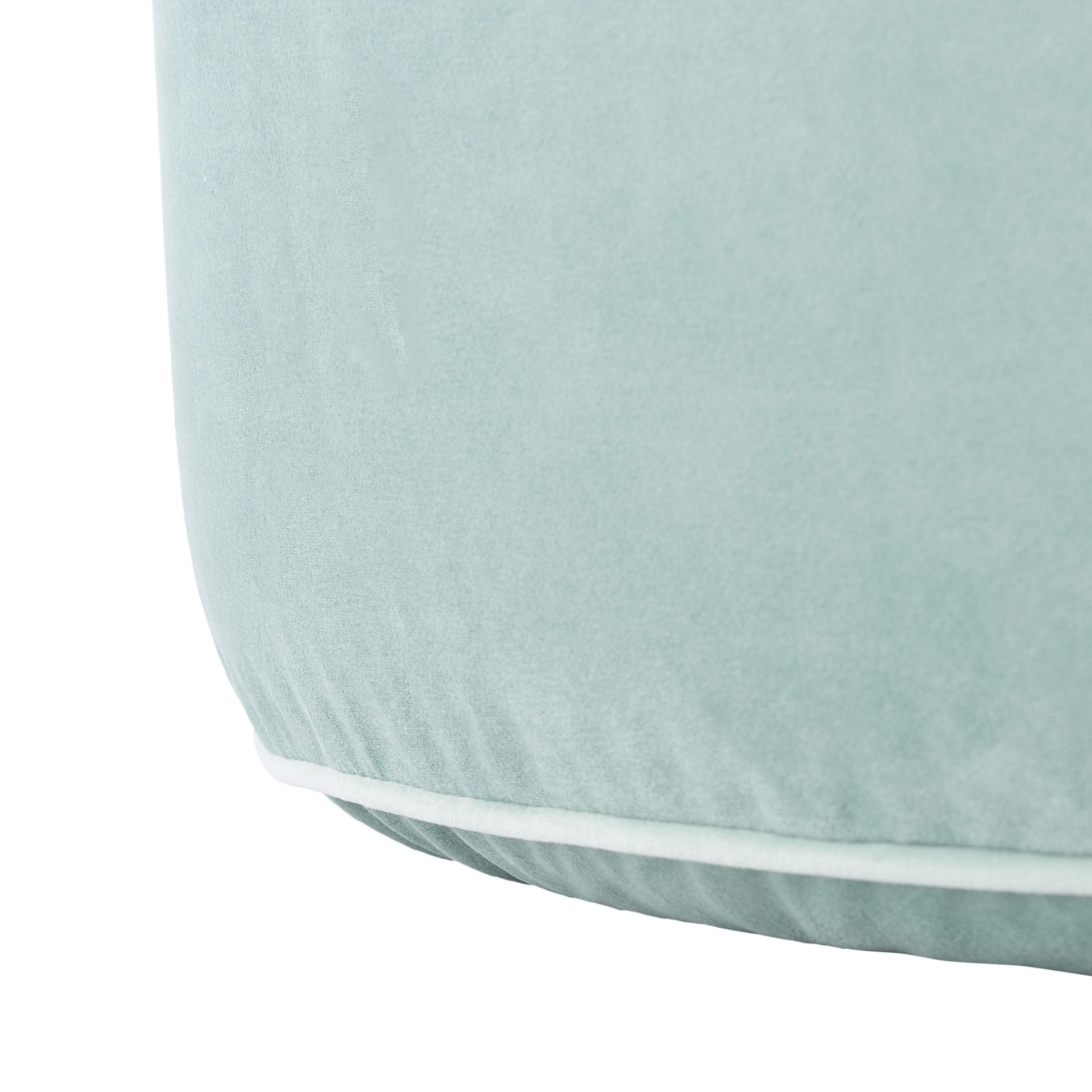 Safavieh Amais Mint Green Velvet Round Ottoman Footstool - Stylish Living Room Pouf for Home Decor, Bedroom Seating & Nursery Accent