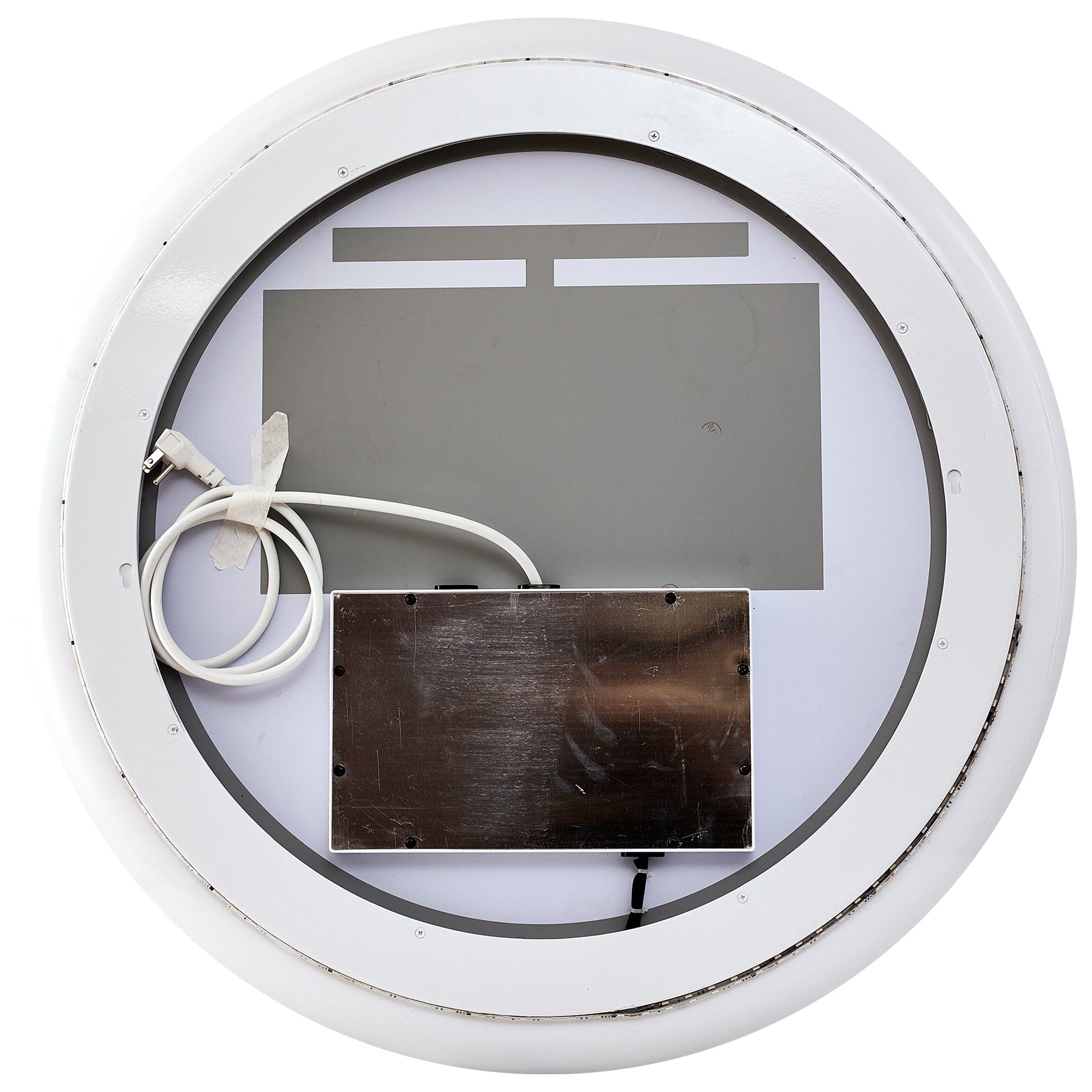 MOON MIRROR 24 Inch Round LED Bathroom Vanity Mirror with Lights - White Framed, Dual Front & Back Lighting, Anti-Fog, Touch Control - Perfect for Makeup, Shaving & Home Decor
