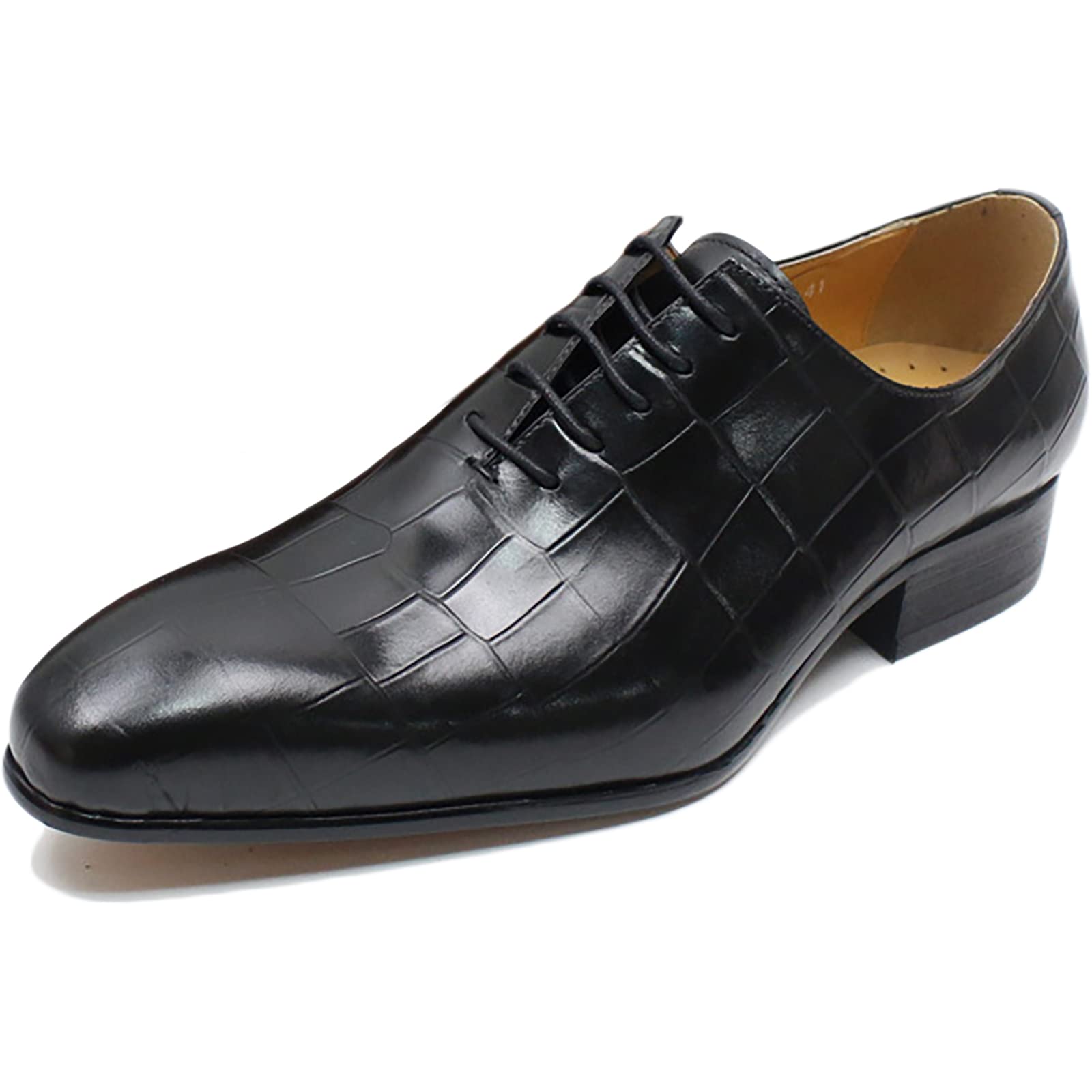 Men's Retro Formal Oxford Dress Shoes - Genuine Leather Lace-up Wingtip Derby for Business Casual, Wedding & Party | Black Size 40 | Perfect for Office, Special Occasions & Smart Casual Outfits