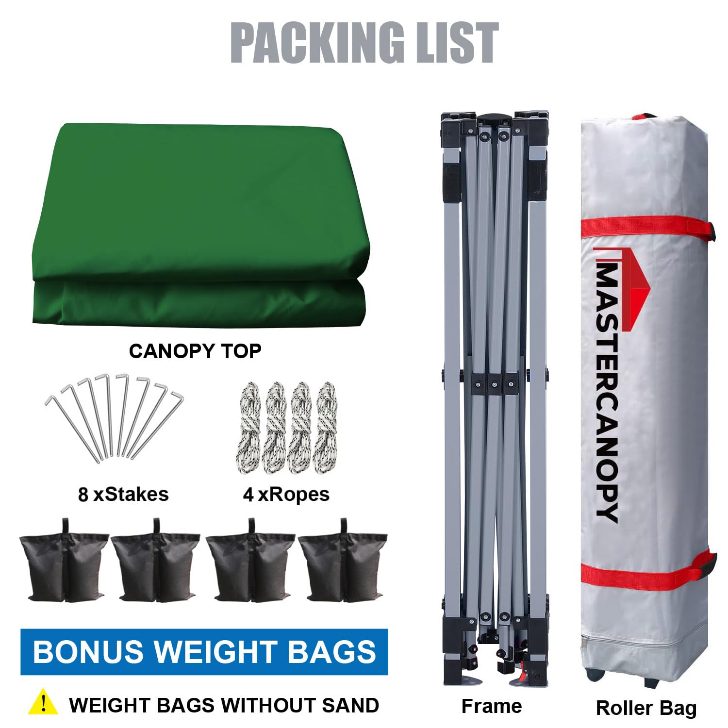MASTERCANOPY 10x10 Durable Pop-up Canopy Tent with Carry Bag - Waterproof Outdoor Canopy for Camping, Beach, Picnics & Events (Forest Green)