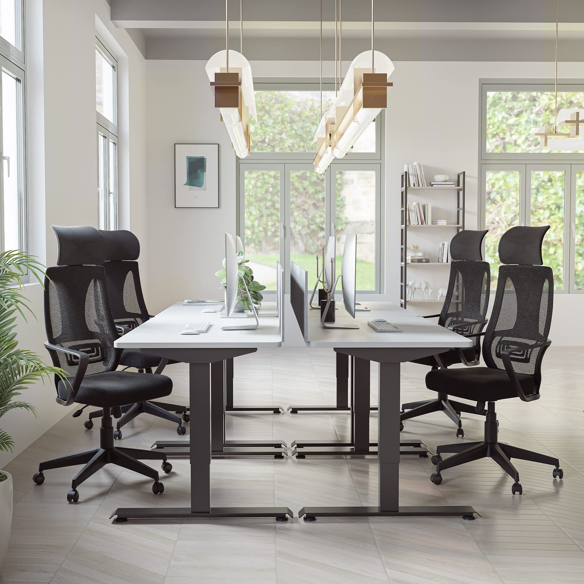 FEZIBO Ergonomic Office Chair - High Back Mesh Computer Desk Chair with Adjustable Height, Swivel & Rolling Wheels - Comfortable Task Chair for Work, Study & Conference Rooms - Ideal for Adults & Home Office (Black)