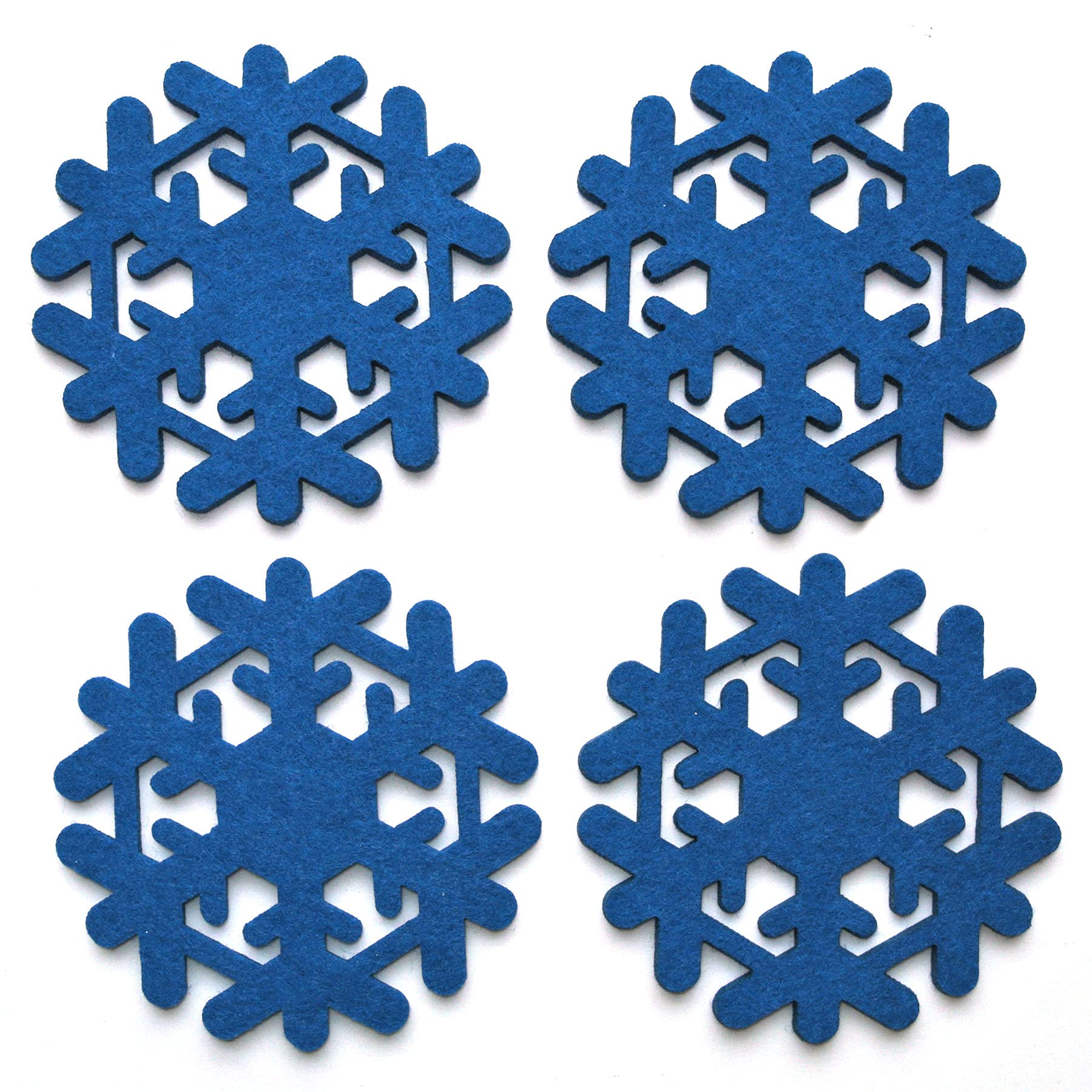 Premium Blue Snowflake Felt Coasters Set of 4 - Absorbent & Durable Drink Coasters for Winter Parties, Christmas Decor & Home Protection