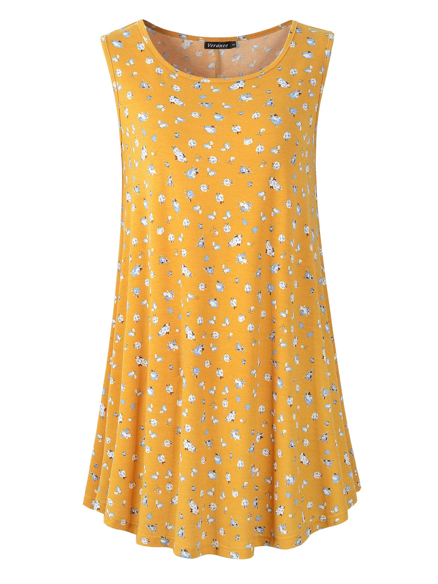 Women's Floral Sleeveless Swing Tunic Top - Summer Casual Flare Tank for Beach, Vacation & Everyday Wear