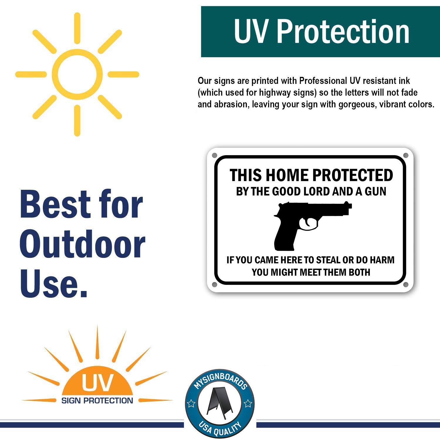 Gun Owner Armed Sign - Rust-Free Indoor/Outdoor Waterproof Novelty House Sign (7