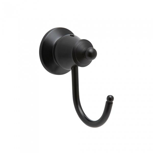 Fienza 81004B Matte Black Lillian Robe Hook - Heavy Duty Bathroom & Bedroom Wall Hooks for Towels, Robes & Clothes Organization