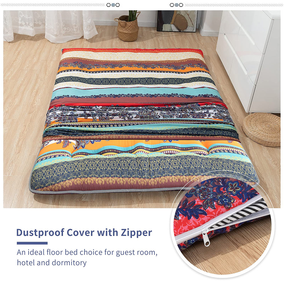 MAXYOYO Japanese Bohemian Style Floor Futon Mattress - Comfortable & Portable for Guest Beds, Camping, Yoga & Meditation | Eco-Friendly Home Decor
