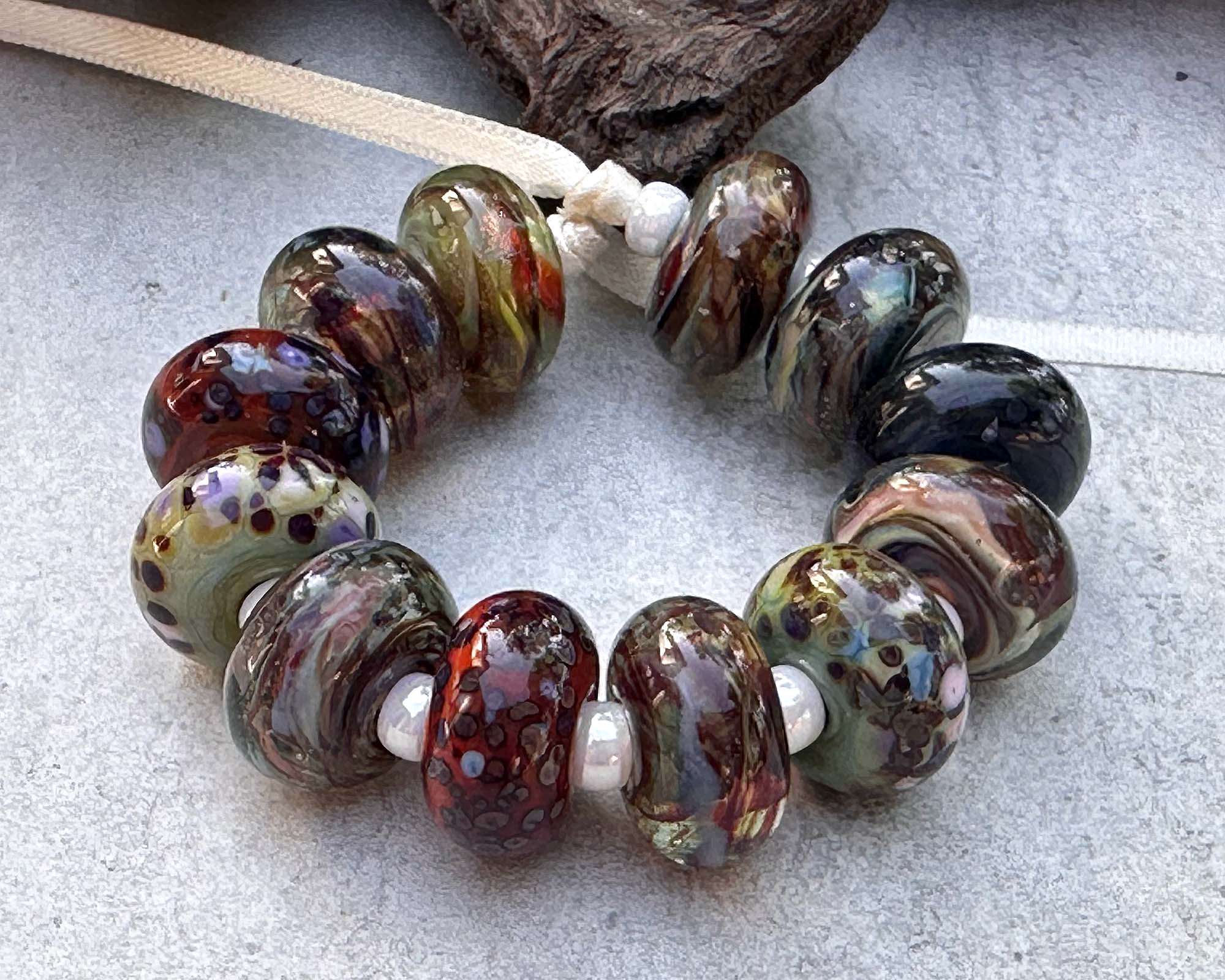 12-Piece Fall Mix Lampwork Glass Beads for Jewelry Making - DIY Craft Supplies for Necklaces, Bracelets & Earrings - Perfect for Autumn-Themed Accessories