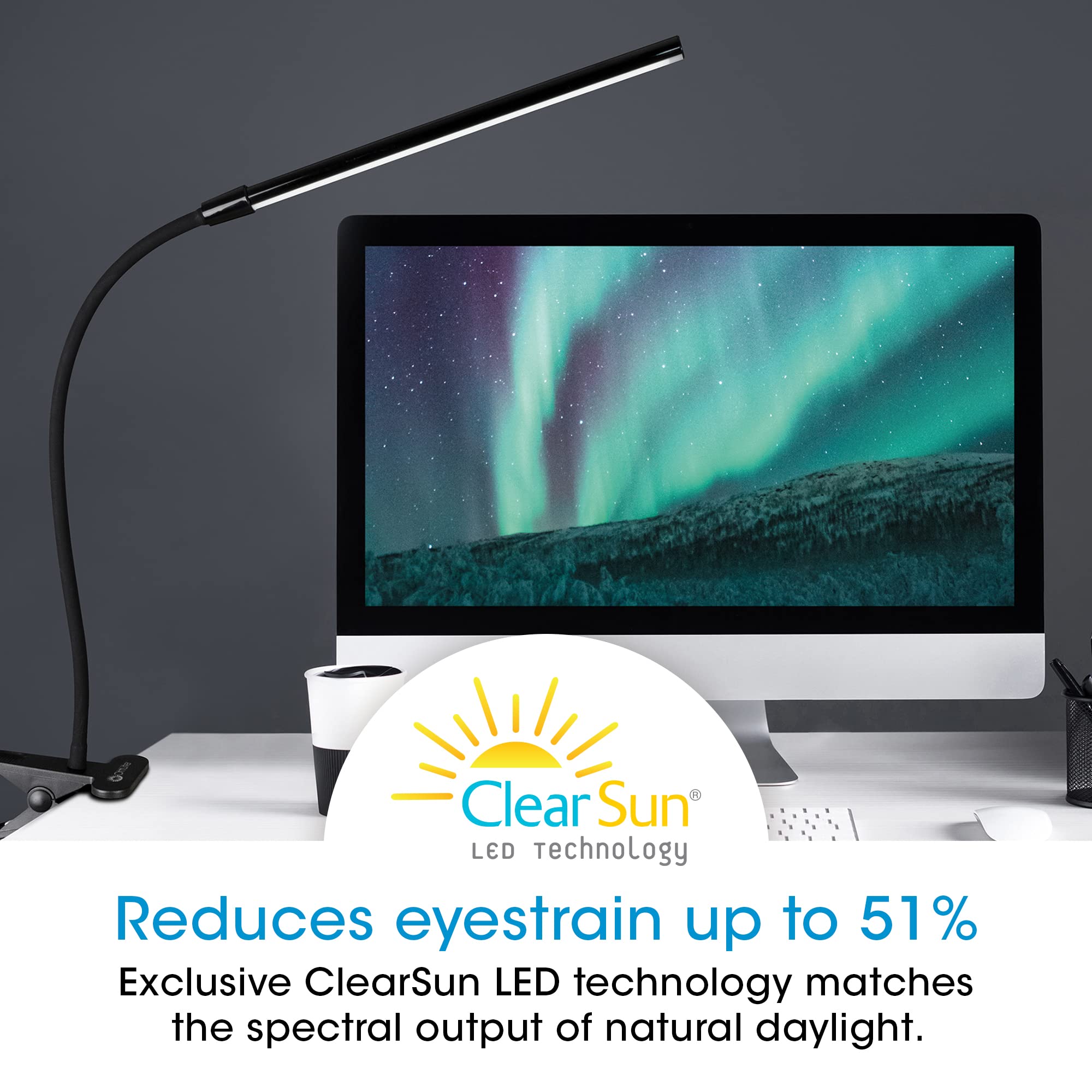 OttLite Clip-On LED Easel Lamp with ClearSun Technology - Adjustable Gooseneck Desk Light with Sturdy Clip & On/Off Switch - Perfect for Reading, Crafting, Piano Practice, Computer Work & Home Office Lighting