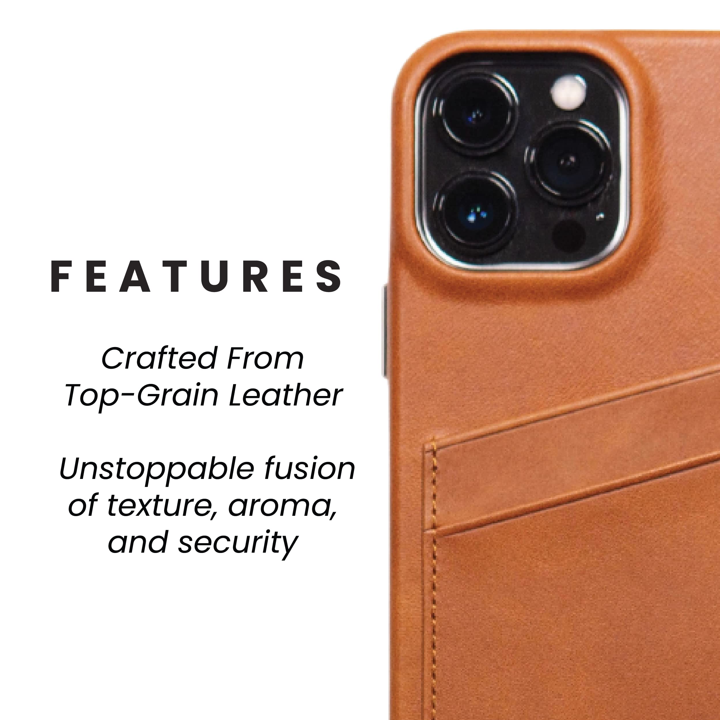 Premium Leather iPhone 13 Pro Case - Bullstrap Sienna Brown Portfolio Phone Cover | Durable Protection for Business & Travel | Compatible with Apple iPhone 13 Pro