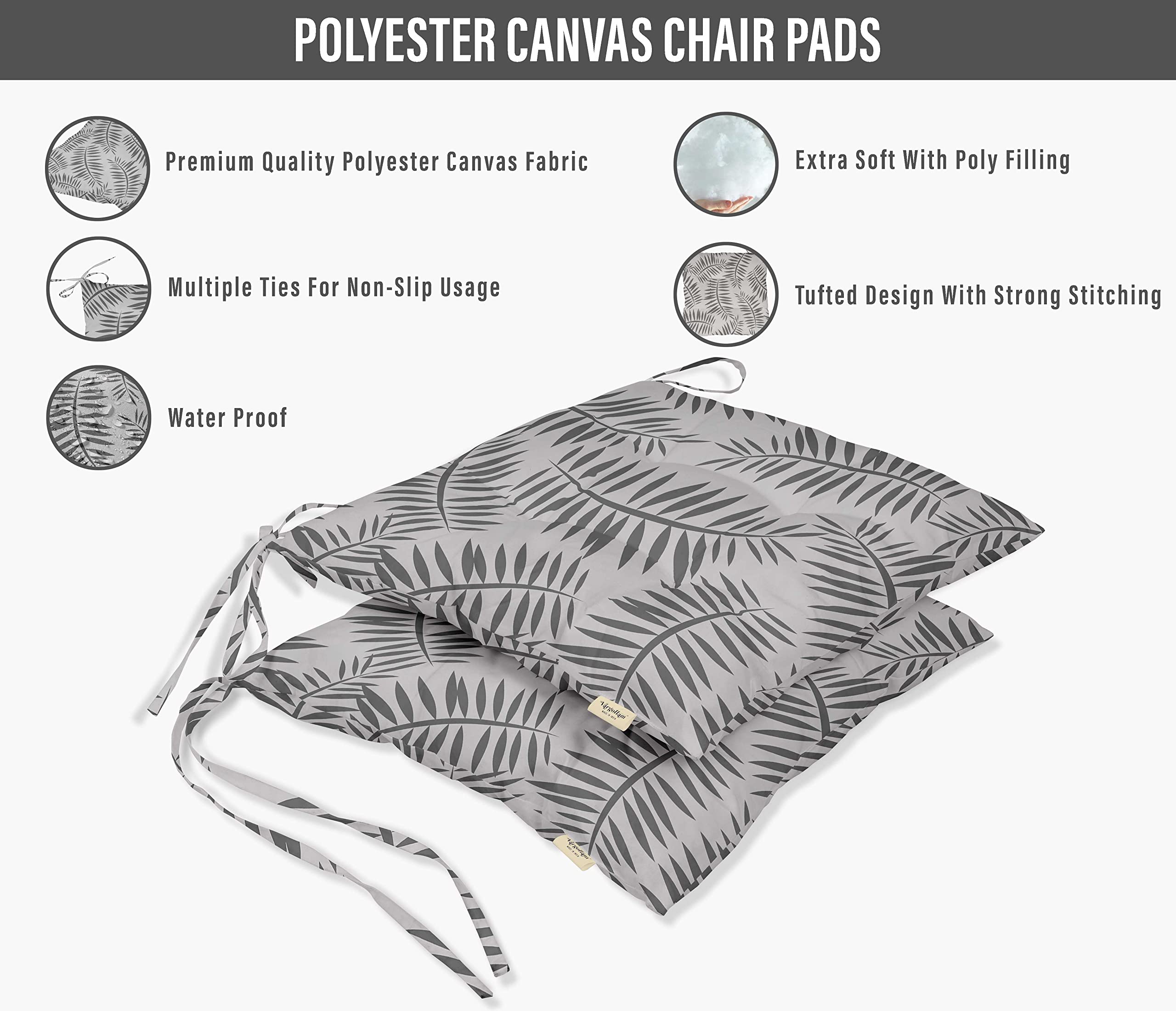 Waterproof Tufted Square Patio Cushion Set of 2 - 19 Inch Indoor/Outdoor Furniture Seat Cushions with Ocean Underwater Life Print, Gray | Perfect for Poolside Lounging, Garden Chairs & Outdoor Dining Sets
