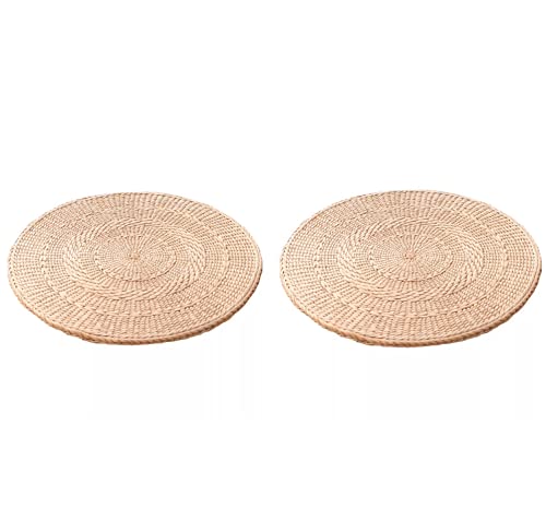 YHNHT Natural Woven Grass Cushion - Japanese Style Straw Futon Round Seat Pillow (15.75 Inch Diameter) for Floor Sitting, Meditation & Boho Home Decor