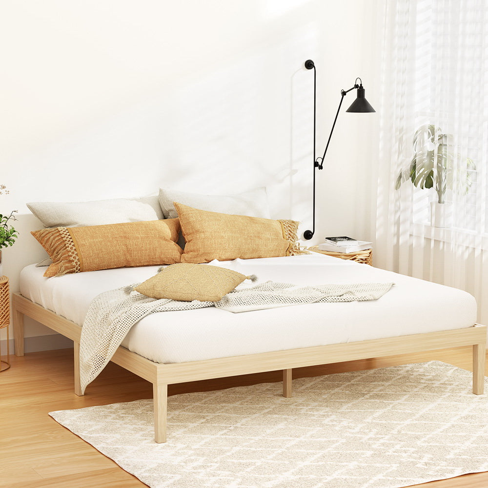 Bruno Minimalist King Solid Pinewood Bed Frame - Sturdy & Eco-Friendly Wooden Bed for Modern Bedrooms | Perfect for Master Suites, Guest Rooms & Minimalist Home Decor
