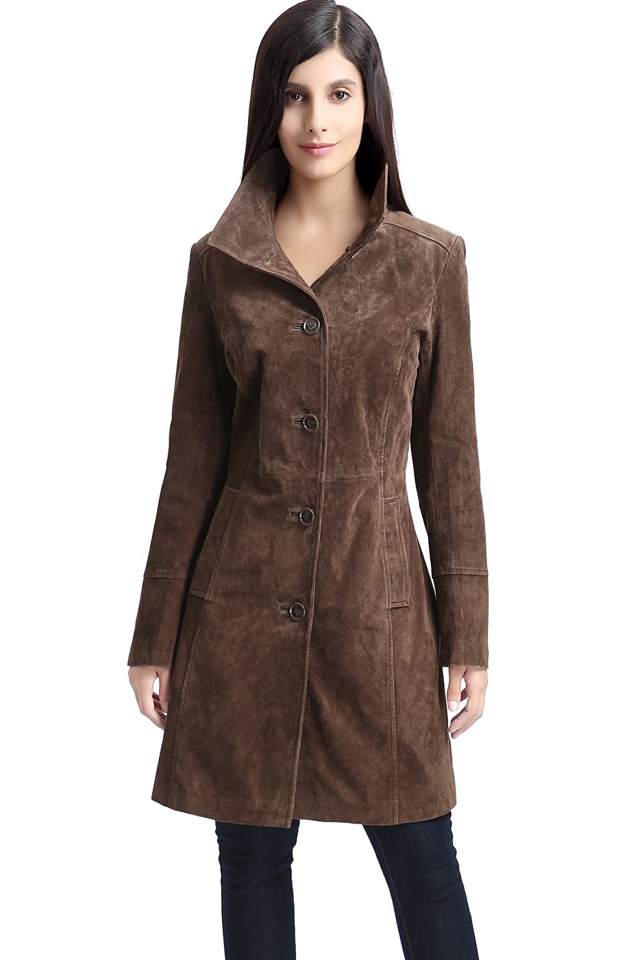 BGSD Women's Aubrey Suede Leather Walking Coat - Lightweight Waterproof Jacket for Outdoor Hiking & Travel (Plus Size & Petite Available) | Perfect for Fall Winter Fashion & Commuting
