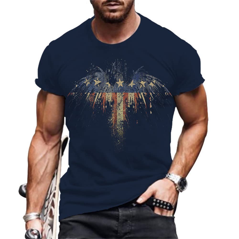 American Flag 3D Printed Men's T-Shirt - Summer Casual Crew Neck Short Sleeve Tee for Patriotic Events & Everyday Wear