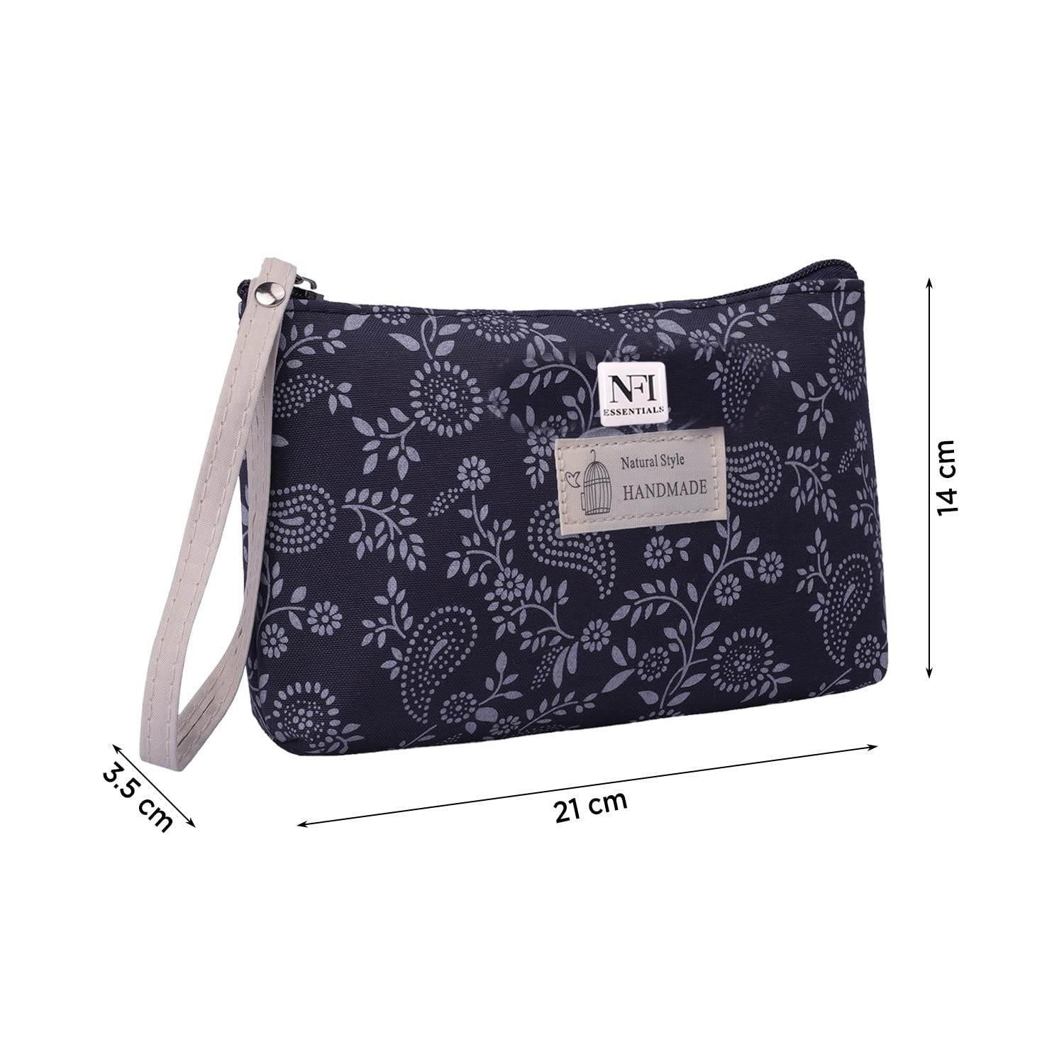 Stylish Blue Makeup Pouch for Women - Small Cosmetic Bag for Travel, Toiletries & Accessories | Perfect for Girls' Essentials, Gym & Daily Use