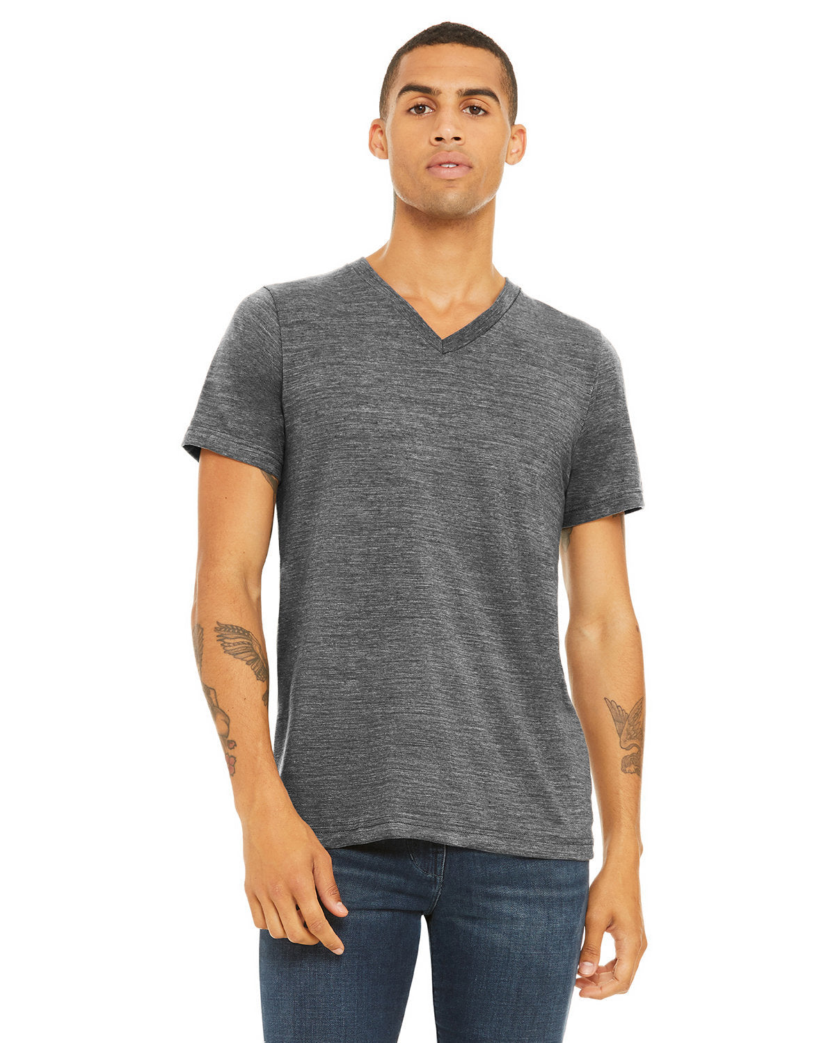 Bella + Canvas 3655C Unisex Soft Textured Jersey V-Neck T-Shirt - Comfortable Casual Wear for Everyday, Workout & Layering