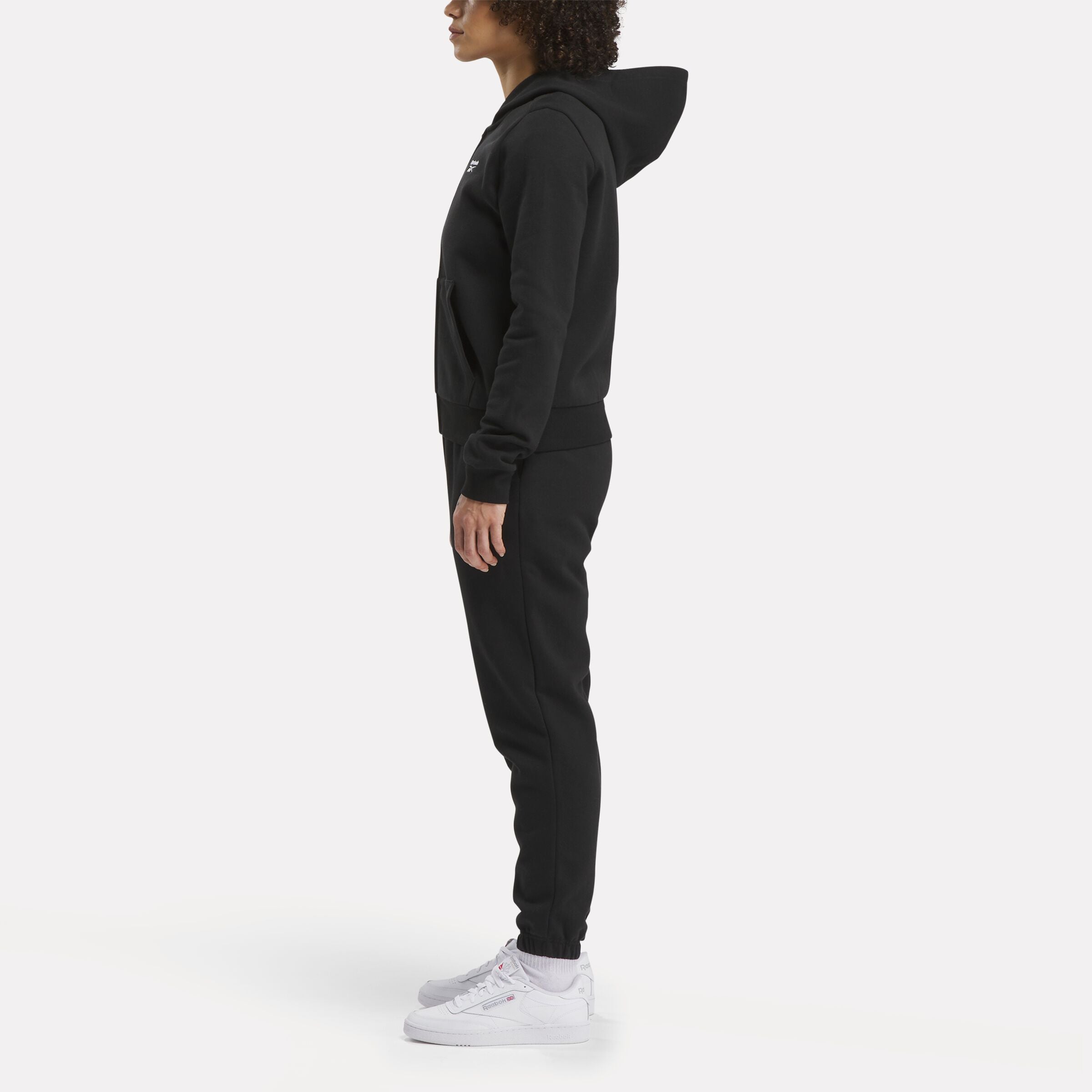 Reebok Identity Small Logo Fleece Full Zip Hoodie Black - Men's Athletic Pullover for Gym, Running & Casual Wear