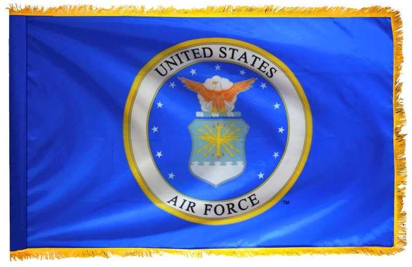 US Air Force Flag 3x5 Feet - Durable Nylon with Fringe - Patriotic Military Decor for Home, Office & Outdoor Events