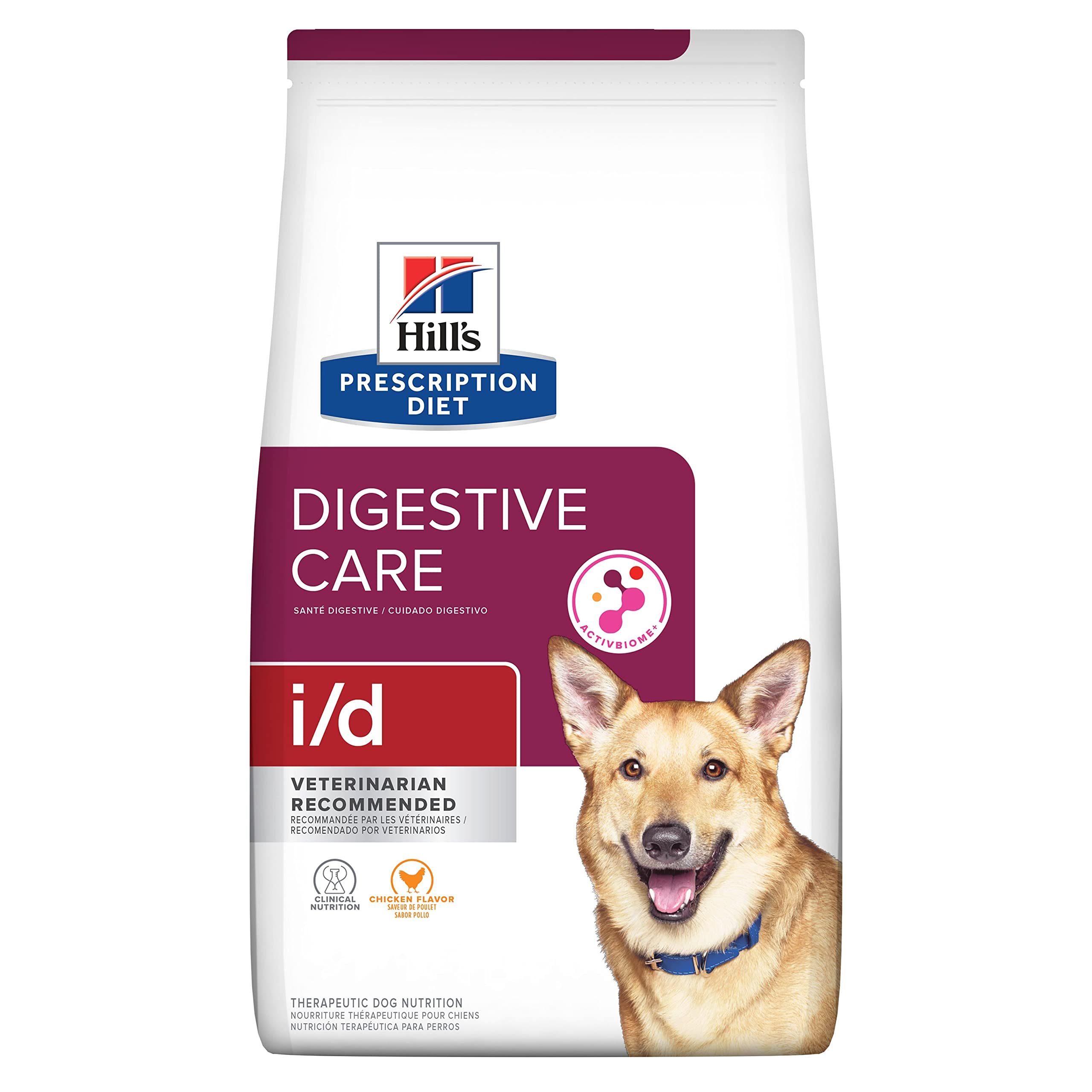 Hill's Prescription Diet i/d Digestive Care Chicken Flavor Dry Dog Food - Vet Recommended for Sensitive Stomach & Digestion - 8.5lb Bag - Perfect for Dogs with Upset Stomach, Diarrhea or Recovery After Surgery