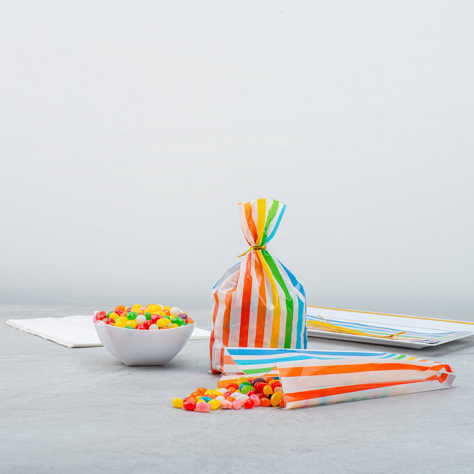 Rainbow Plastic Candy Bags - Gusseted 4 x 2 x 9.5 Inches - 4000 Count Bulk Box for Parties, Baking & Retail Packaging