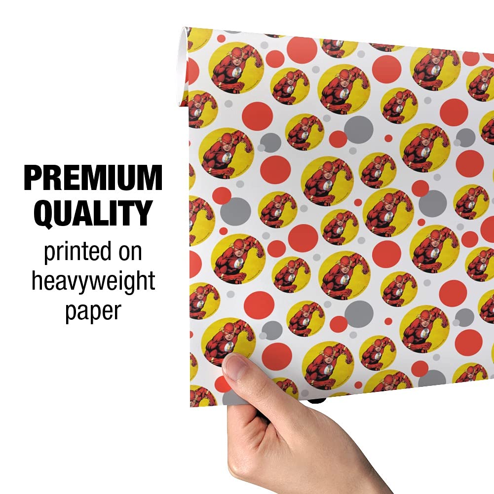 The Flash Gift Wrap Paper Roll - DC Comics Superhero Wrapping Paper for Birthdays, Holidays & Special Occasions - Perfect for Comic Book Fans & Collectors
