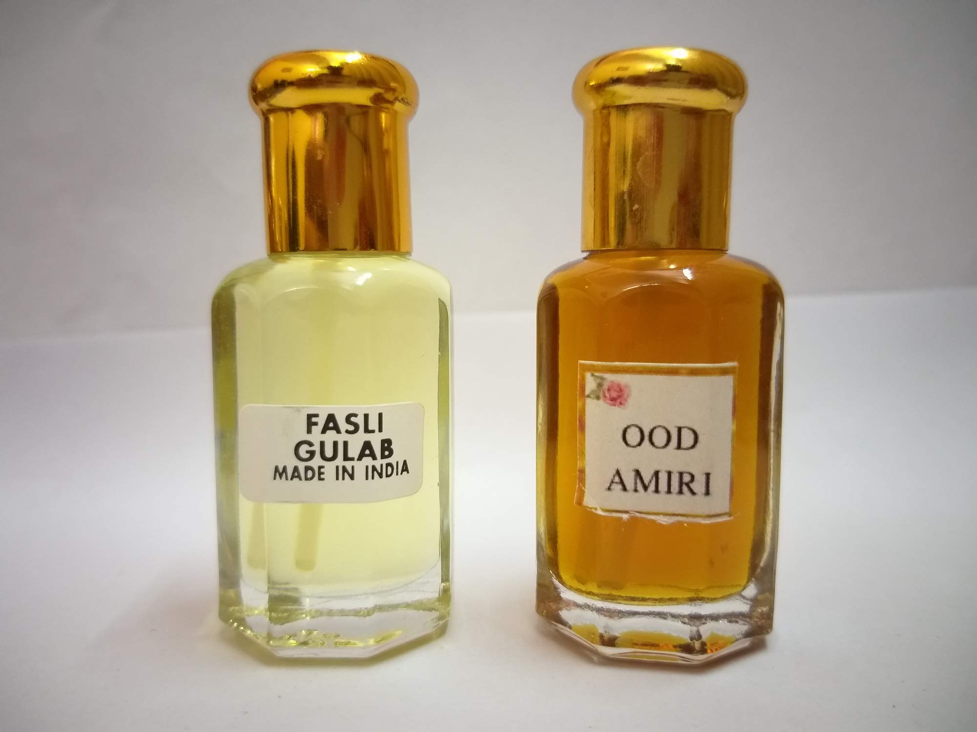 Premium Rose (Gulab Fasli) & Oud (Oudh) Attar Perfume Oil Concentrate - 10ml Rose + 10ml Oud Fragrance Combo for Aromatherapy, Meditation & Luxury Perfume Making