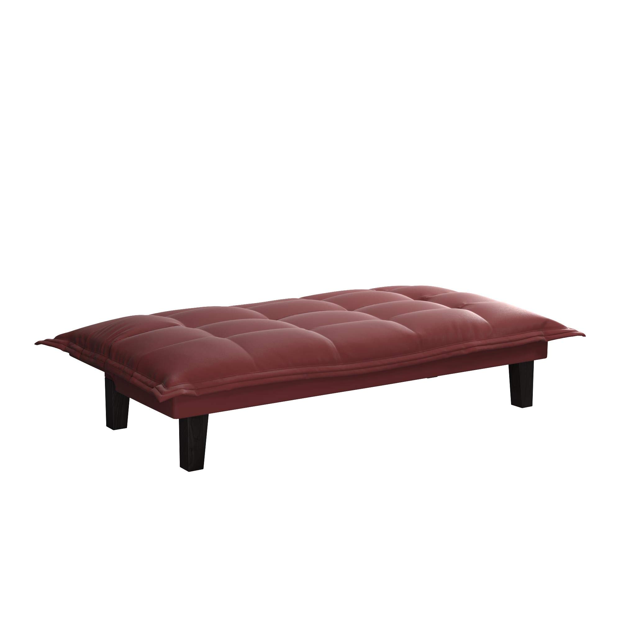 DHP Lodge Convertible Futon Couch Bed - Microfiber Upholstery with Wooden Legs, Red | Space-Saving Sleeper Sofa for Small Apartments, Guest Rooms & Dorm Living