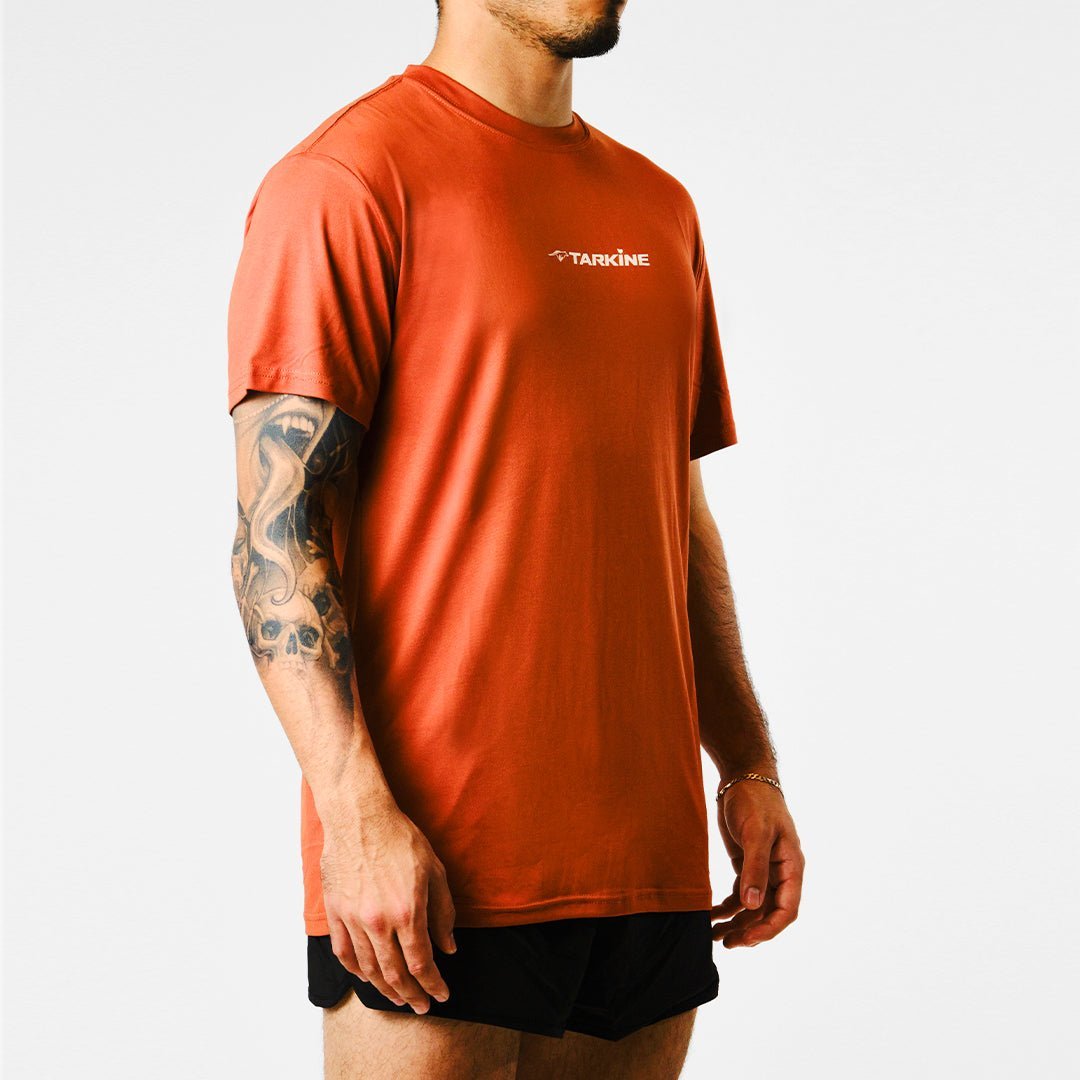 Eco-Friendly Men's Running T-Shirt - Tarkine Ultra Breathable Performance Tee (Orange) for Outdoor Jogging & Gym Workouts
