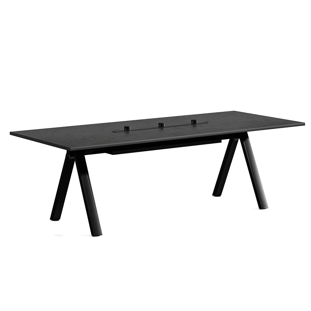 Premium DOLAN 2.4M Boardroom Meeting Table - Black Concrete Finish for Professional Office & Conference Room Settings